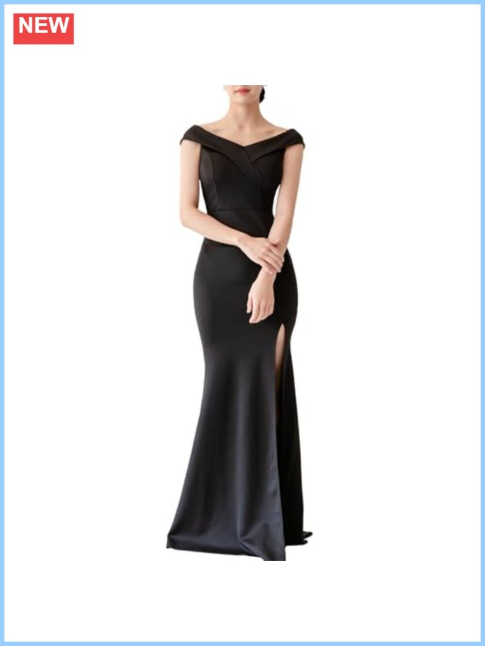 Elegant Mermaid Formal Gown with Front Slit Cap Sleeve V-Neck Maxi